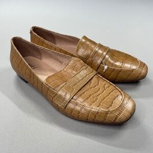 NEW J Jill Shoes Womens 7.5 brown croc leather Adelaide slip on loafer
